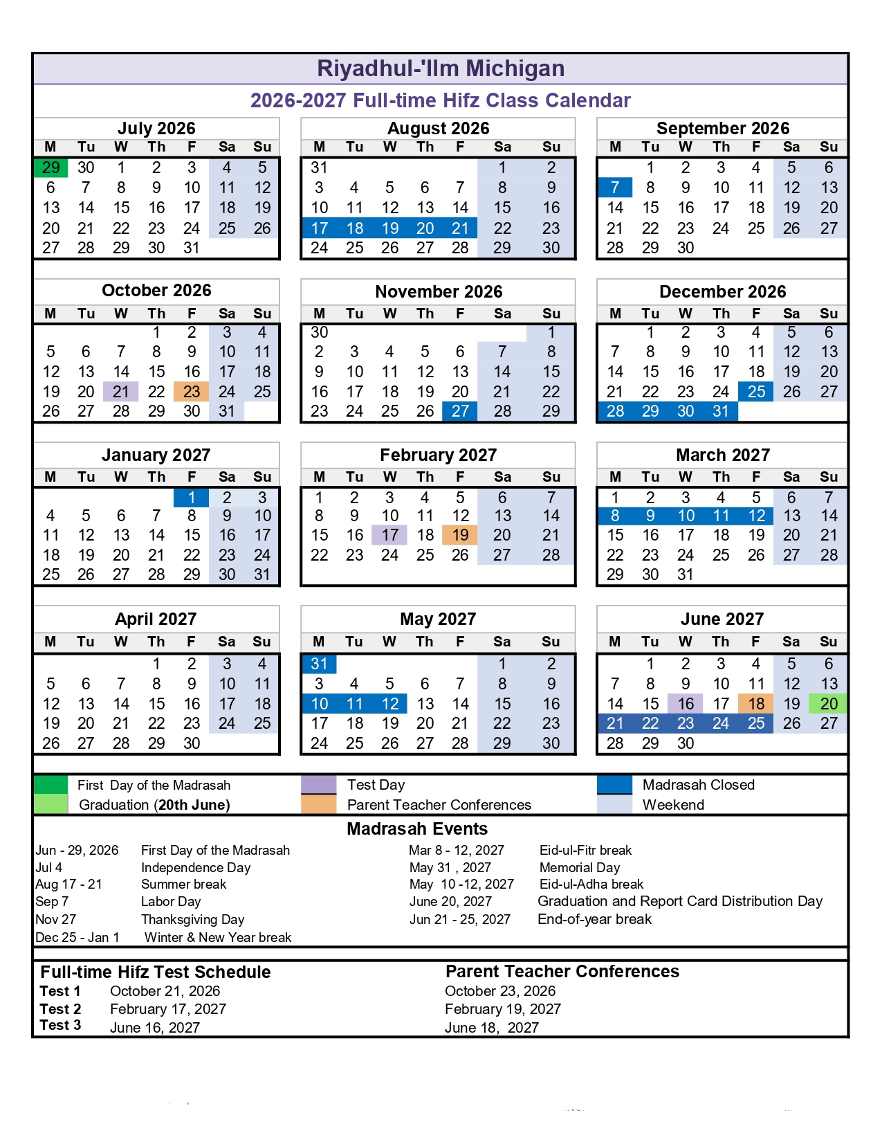 Calendar 26-27
